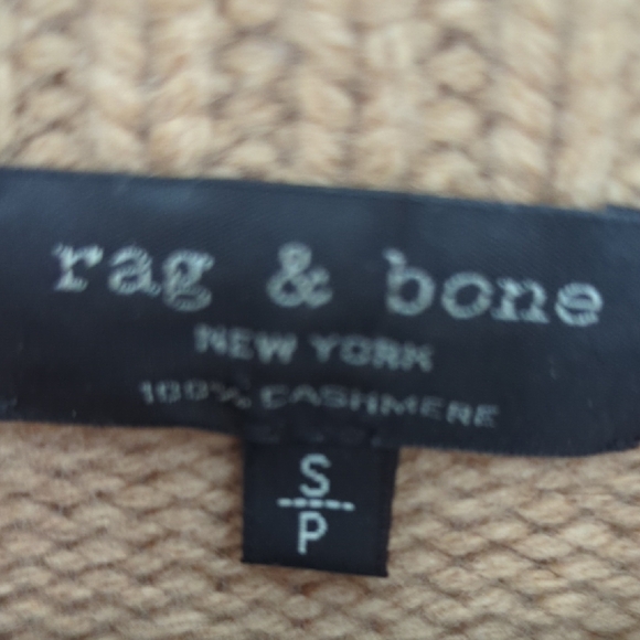 Rag & Bone Chunky Knit Tan Turtleneck Sweater 100% Cashmere - Picture 2 of 7